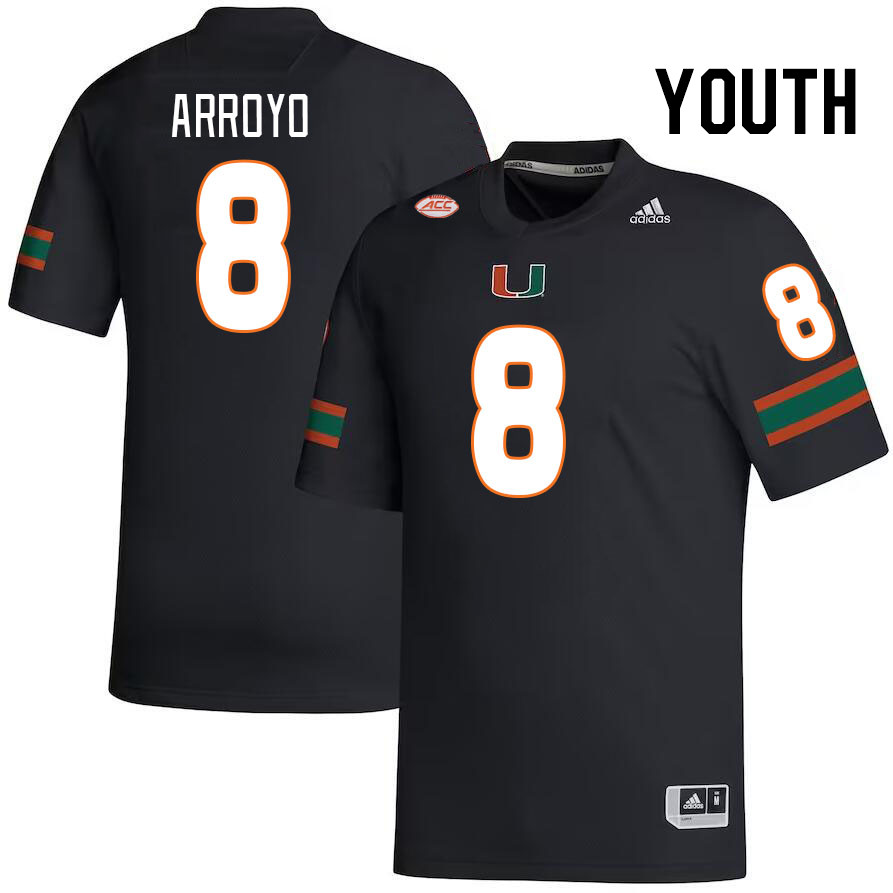 Youth #8 Elijah Arroyo Miami Hurricanes College Football Jerseys Stitched-Black